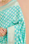 Leaf Motif Tiffany Blue Silk Saree