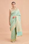 Mint Blue Floral Gold Weave Banarasi Saree