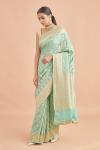 Mint Blue Floral Gold Weave Banarasi Saree