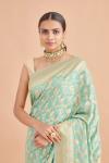 Mint Blue Floral Gold Weave Banarasi Saree