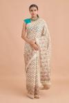 Chevron and Floral Weave Silk Saree