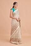 Chevron and Floral Weave Silk Saree