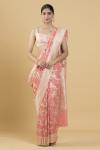 Peach Floral Meenakari Georgette Saree