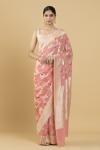 Peach Floral Meenakari Georgette Saree