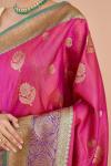 Magenta Floral Linen Saree