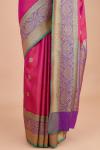 Magenta Floral Linen Saree