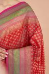 Red Floral Multicolour Stripe Border Saree