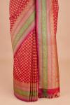 Red Floral Multicolour Stripe Border Saree