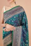 Indigo Floral Silk Saree