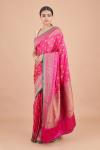 Ruby Pink Satin Silk Saree