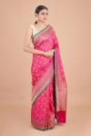 Ruby Pink Satin Silk Saree