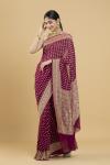 Marsala Gold Zari Georgette Saree