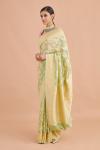 Green Bird Motif Brocade Saree