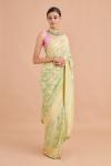 Green Bird Motif Brocade Saree