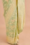 Green Bird Motif Brocade Saree