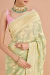 Green Bird Motif Brocade Saree