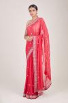 Crimson Mirror Embroidered Georgette Saree