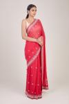 Crimson Mirror Embroidered Georgette Saree