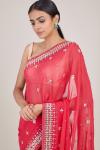 Crimson Mirror Embroidered Georgette Saree