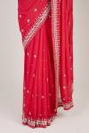 Crimson Mirror Embroidered Georgette Saree