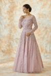 Onion Pink Embroidered Net Gown