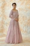 Onion Pink Embroidered Net Gown