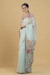 Powder Blue Floral Embroidered Saree