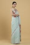 Powder Blue Floral Embroidered Saree