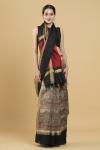 Taupe Printed Tussar Silk Saree