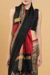 Taupe Printed Tussar Silk Saree