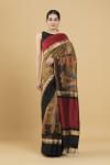 Black Digital Printed Tussar Saree