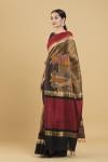 Black Digital Printed Tussar Saree