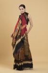 Black Digital Printed Tussar Saree