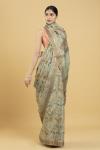 Light Olive Floral Print Tussar Saree