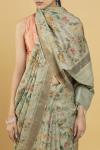 Light Olive Floral Print Tussar Saree