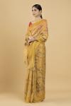 Turmeric Yellow Floral Print Tussar Saree