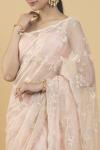 Blush Floral Embroidered Organza Saree