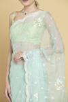 Mint Green Embellished Organza Saree