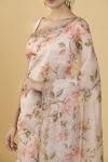 Blush Floral Print Organza Saree