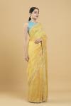 Canary Yellow Embroidered Chanderi Silk Saree