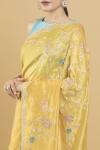 Canary Yellow Embroidered Chanderi Silk Saree