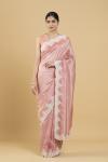 Rose Pink Embroidered Silk Saree