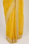 Canary Mirror Work Saree