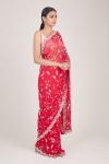 Crimson Sequin Embellished Saree