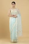 Aqua Floral Organza Saree