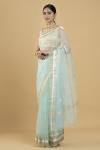 Aqua Floral Organza Saree