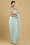 Aqua Floral Organza Saree