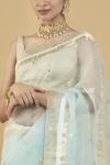 Aqua Floral Organza Saree