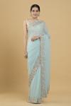 Powder Blue Sequinned Georgette Saree