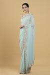 Powder Blue Sequinned Georgette Saree